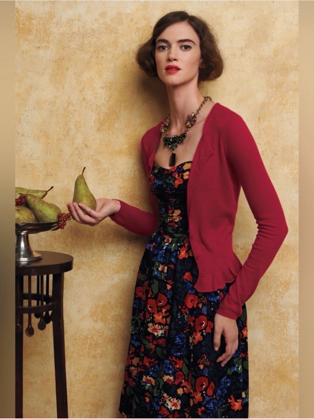 Anthropologie HD in Paris Paca Floral Corduroy Dress Convertible Halter, Size 0